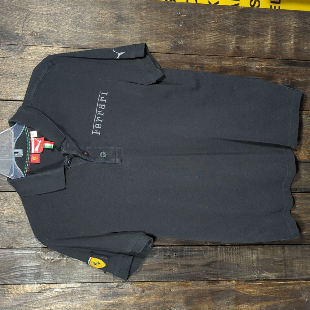 Puma Ferrari polo shirt black embroidered size Medium